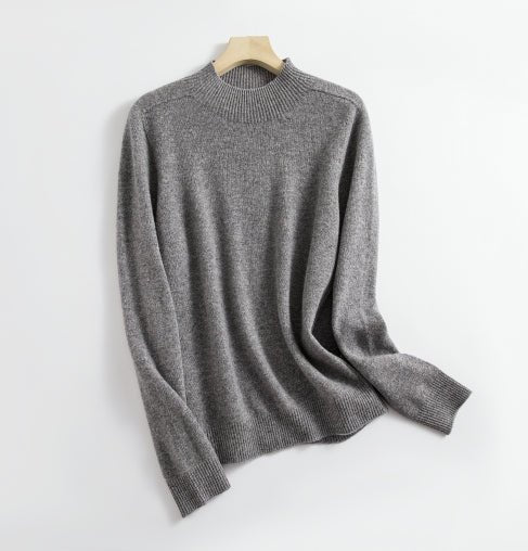 Wool Sweater - High Neck - Long Sleeve - Knitted Sweater - Women's Clothing-Grace Aura