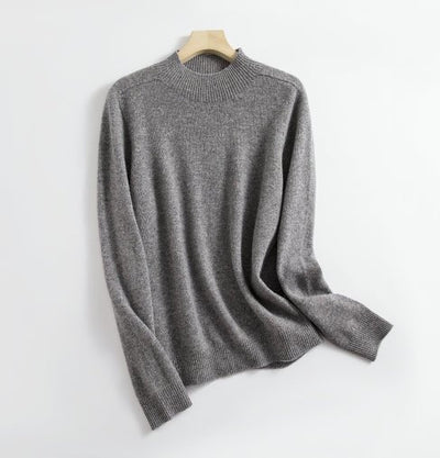 Wool Sweater - High Neck - Long Sleeve - Knitted Sweater - Women's Clothing-Grace Aura