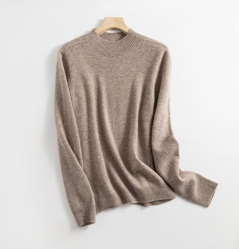 Wool Sweater - High Neck - Long Sleeve - Knitted Sweater - Women's Clothing-Grace Aura