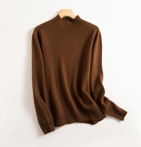 Wool Sweater - High Neck - Long Sleeve - Knitted Sweater - Women's Clothing-Grace Aura
