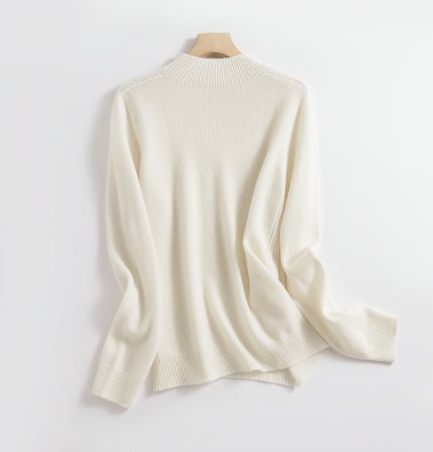 Wool Sweater - High Neck - Long Sleeve - Knitted Sweater - Women's Clothing-Grace Aura