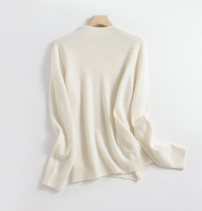 Wool Sweater - High Neck - Long Sleeve - Knitted Sweater - Women's Clothing-Grace Aura