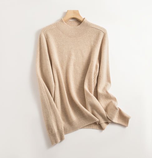 Wool Sweater - High Neck - Long Sleeve - Knitted Sweater - Women's Clothing-Grace Aura