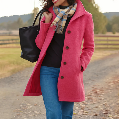 Wool Trench Coat - Single Breasted - Mid Length Wool Jacket - Ladies Overcoat-Grace Aura