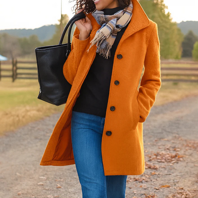 Wool Trench Coat - Single Breasted - Mid Length Wool Jacket - Ladies Overcoat-Grace Aura