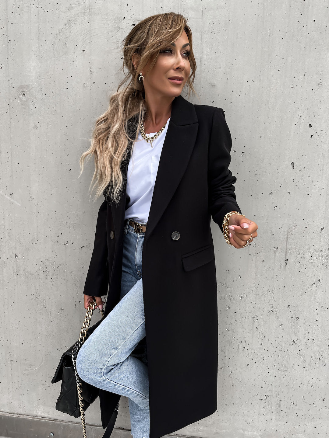 Wool Trench Coat - Women's Long Double Breasted Wool Blend Coat-Grace Aura