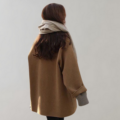 Woolen Coat - Women's Loose Fit Single Breasted Wool Trench Coat-Grace Aura