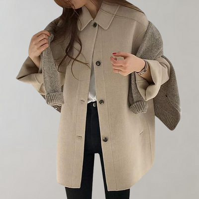 Woolen Coat - Women's Loose Fit Single Breasted Wool Trench Coat-Grace Aura