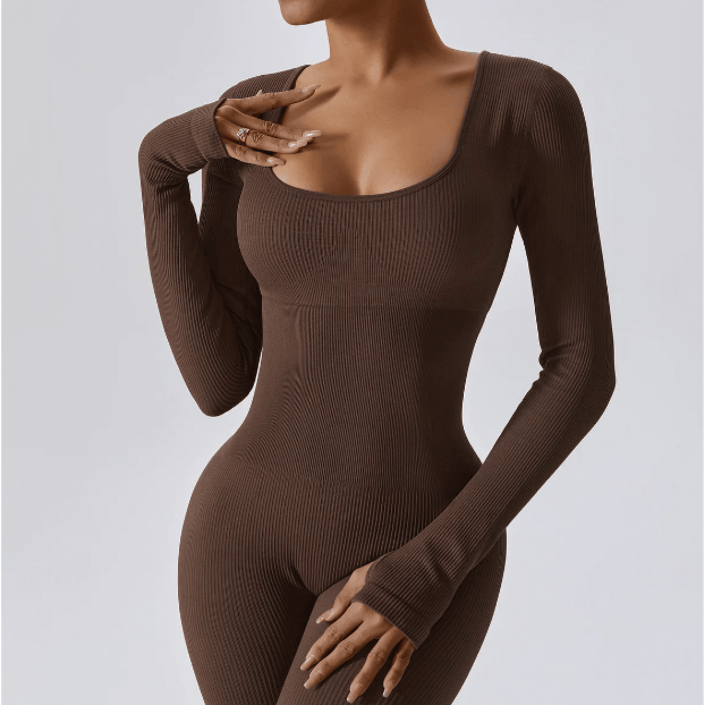 Workout Jumpsuit - Women's Flattering Long Sleeve Gym Jumpsuit-Grace Aura