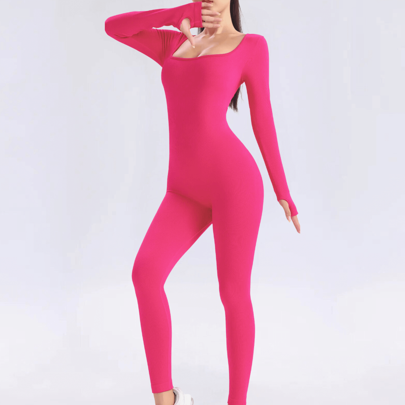 Workout Jumpsuit - Women's Flattering Long Sleeve Gym Jumpsuit-Grace Aura
