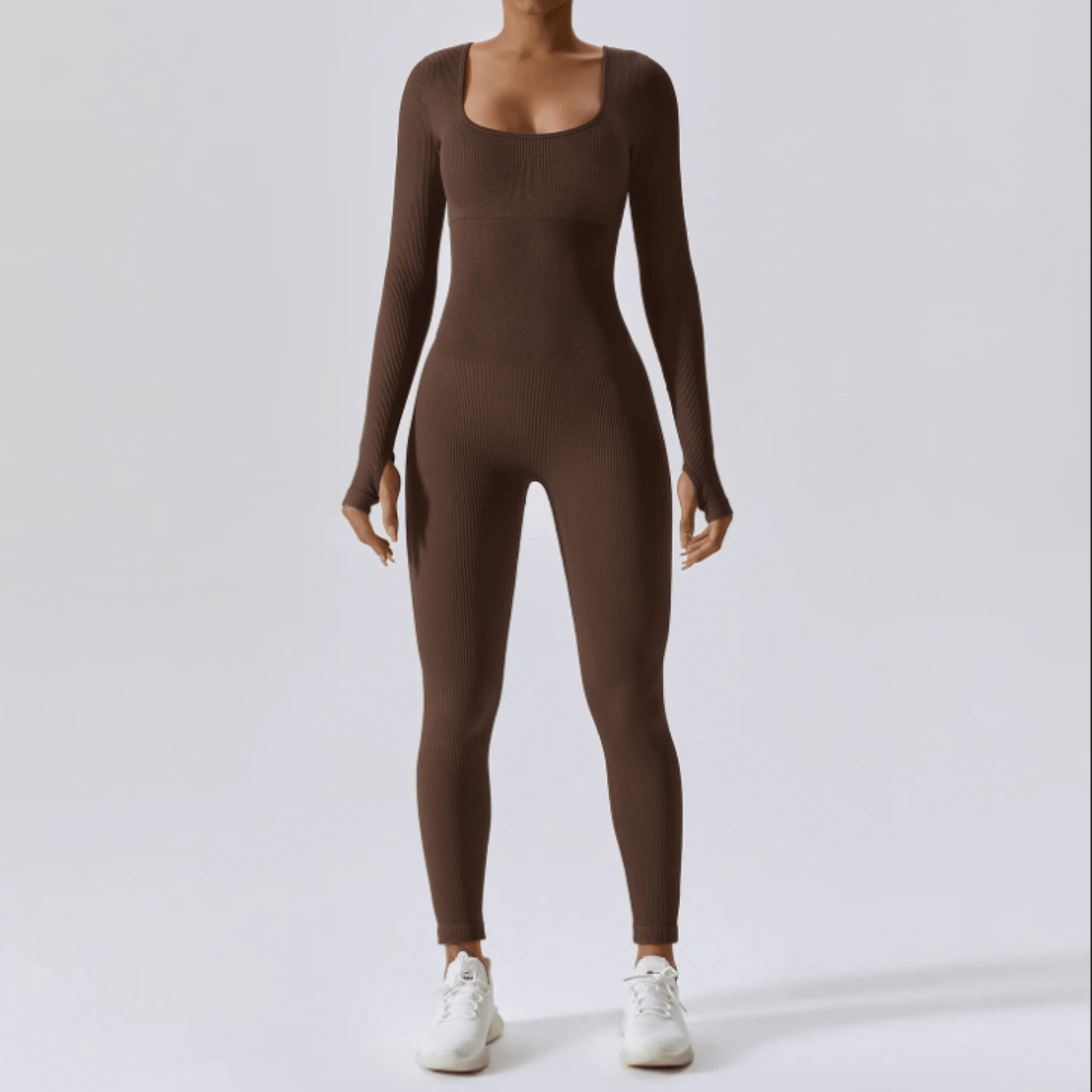 Workout Jumpsuit - Women's Flattering Long Sleeve Gym Jumpsuit-Grace Aura