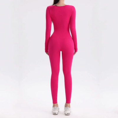 Workout Jumpsuit - Women's Flattering Long Sleeve Gym Jumpsuit-Grace Aura