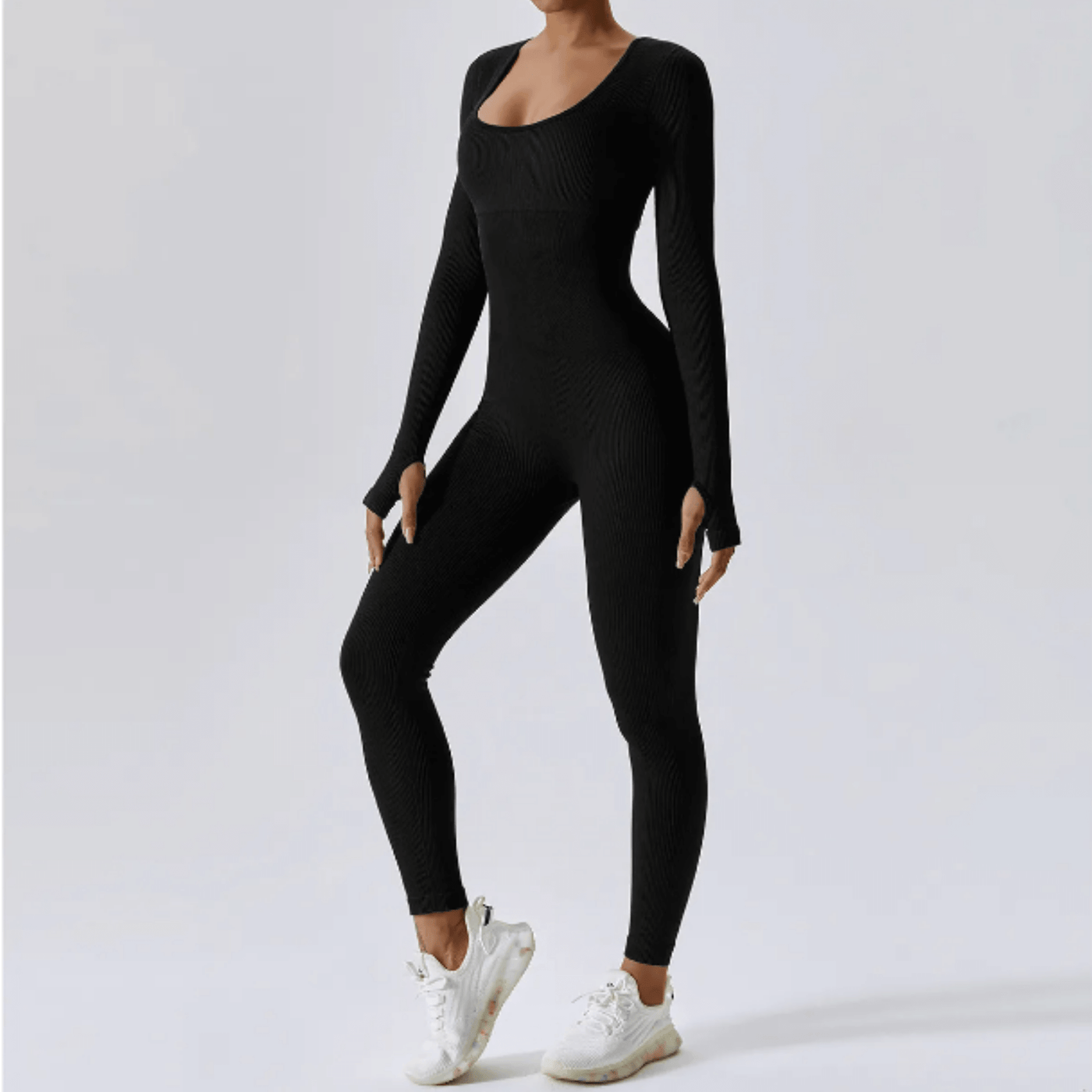 Workout Jumpsuit - Women's Flattering Long Sleeve Gym Jumpsuit-Grace Aura