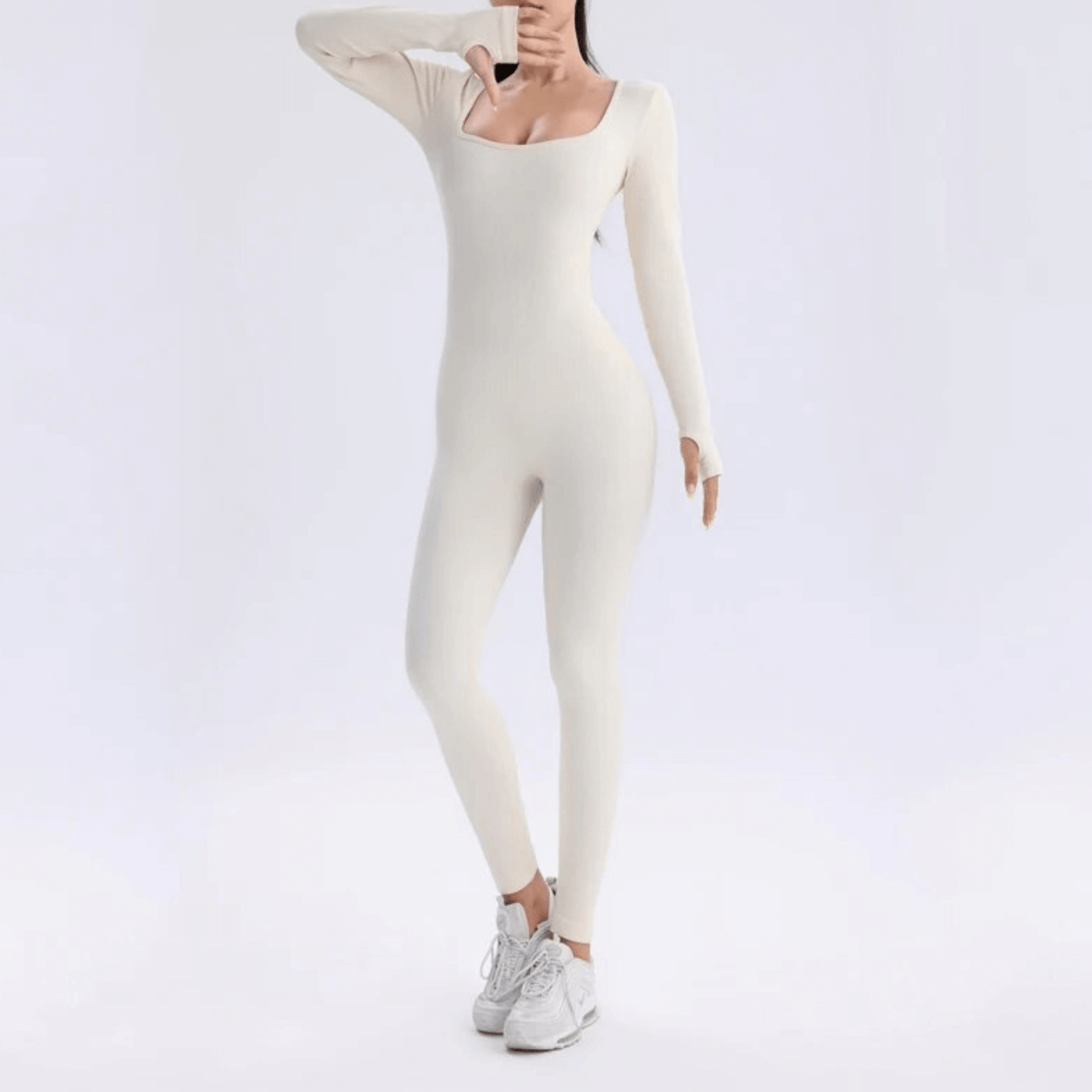 Workout Jumpsuit - Women's Flattering Long Sleeve Gym Jumpsuit-Grace Aura