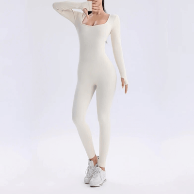 Workout Jumpsuit - Women's Flattering Long Sleeve Gym Jumpsuit-Grace Aura