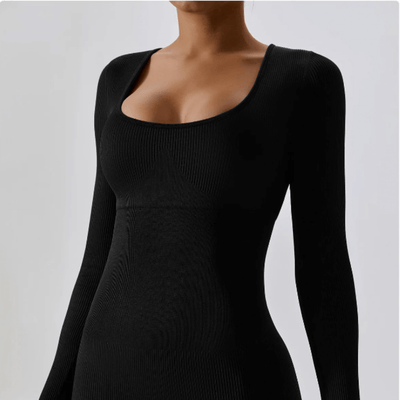 Workout Jumpsuit - Women's Flattering Long Sleeve Gym Jumpsuit-Grace Aura
