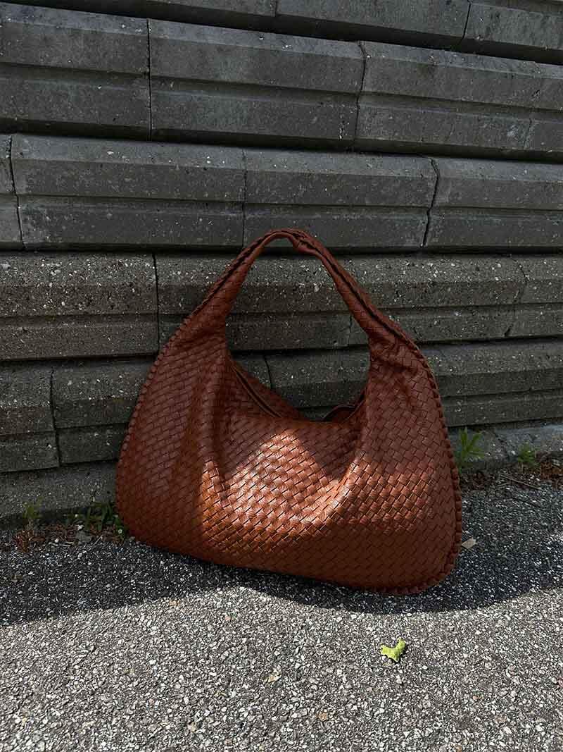 Woven Bag - Women's Woven Hobo Tote Shoulder Bag-Grace Aura