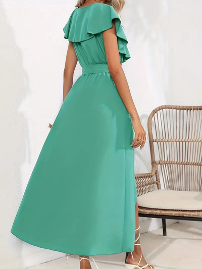 Wrap Dress - Ruffle - Midi - Long Dress - Summer Dress-Grace Aura