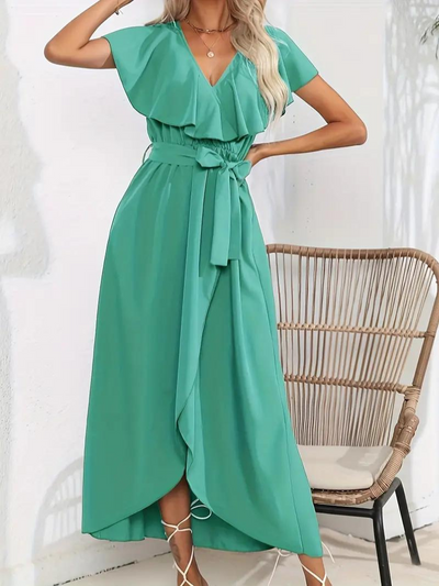 Wrap Dress - Ruffle - Midi - Long Dress - Summer Dress-Grace Aura