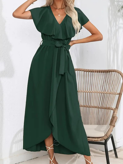 Wrap Dress - Ruffle - Midi - Long Dress - Summer Dress-Grace Aura