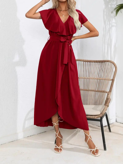 Wrap Dress - Ruffle - Midi - Long Dress - Summer Dress-Grace Aura
