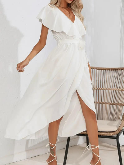Wrap Dress - Ruffle - Midi - Long Dress - Summer Dress-Grace Aura