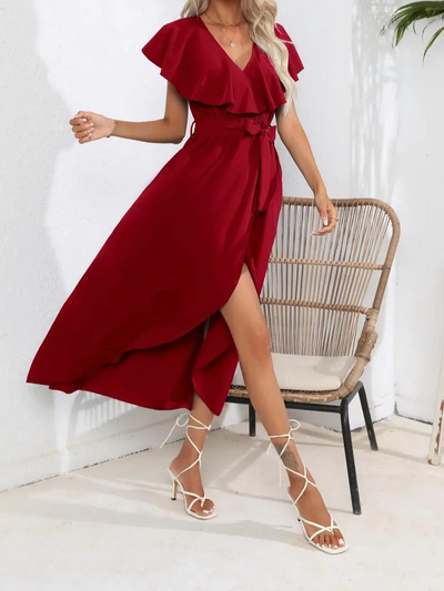 Wrap Dress - Ruffle - Midi - Long Dress - Summer Dress-Grace Aura