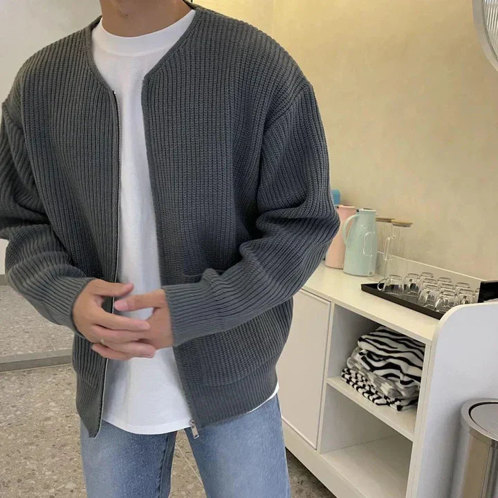 Zip-Up Cardigan - Warm - Chunky - Knit Cardigan - Men's Knitwear-Grace Aura