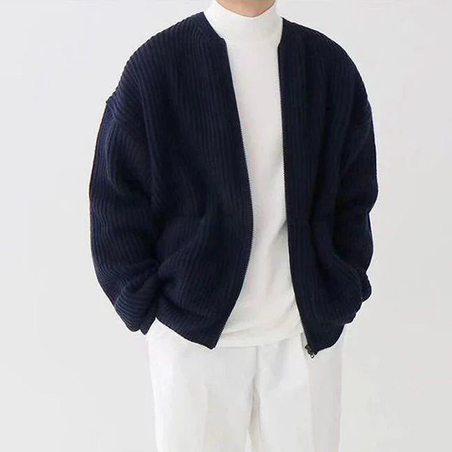 Zip-Up Cardigan - Warm - Chunky - Knit Cardigan - Men's Knitwear-Grace Aura