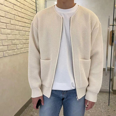 Zip-Up Cardigan - Warm - Chunky - Knit Cardigan - Men's Knitwear-Grace Aura