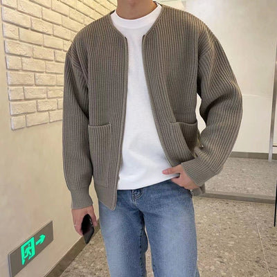 Zip-Up Cardigan - Warm - Chunky - Knit Cardigan - Men's Knitwear-Grace Aura
