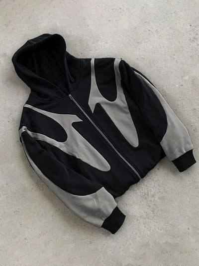 Zip-Up Hoodie - Men's Casual Two-Tone Full-Zip Hoodie-Grace Aura