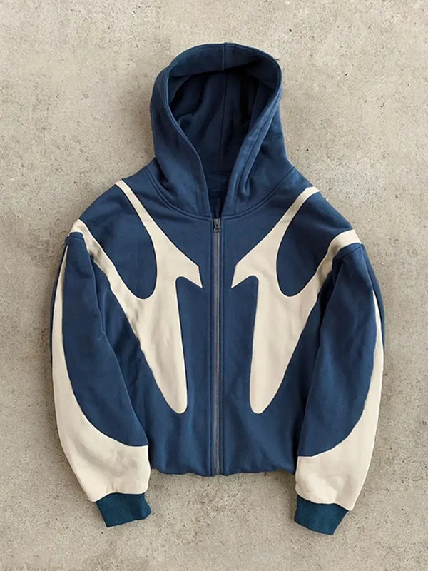 Zip-Up Hoodie - Men's Casual Two-Tone Full-Zip Hoodie-Grace Aura