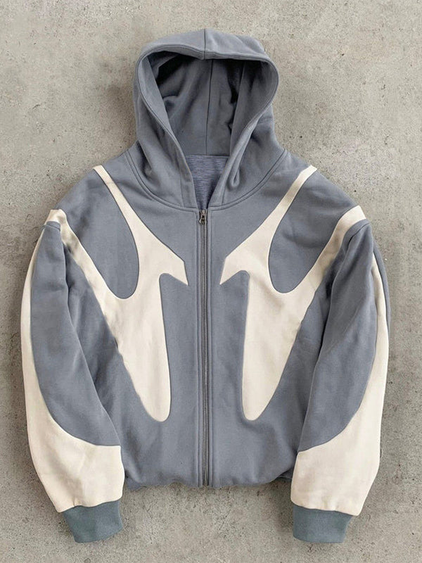 Zip-Up Hoodie - Men's Casual Two-Tone Full-Zip Hoodie-Grace Aura