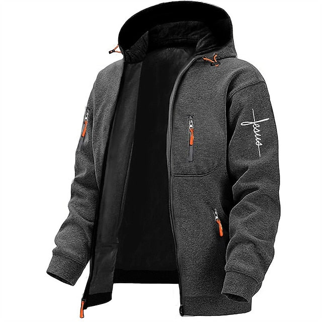 Zip-Up Hoodie - Men's Warm Full Zip Fleece Hoodie Jacket-Grace Aura