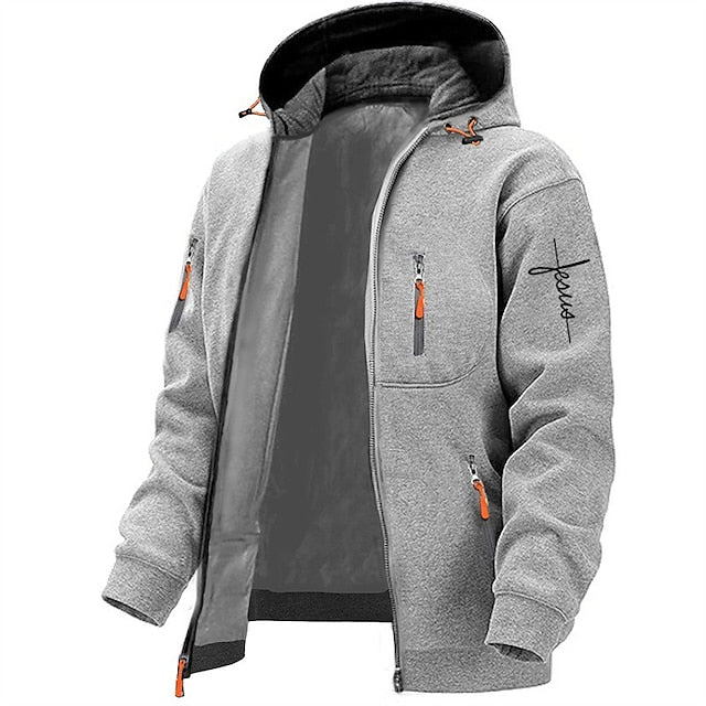 Zip-Up Hoodie - Men's Warm Full Zip Fleece Hoodie Jacket-Grace Aura