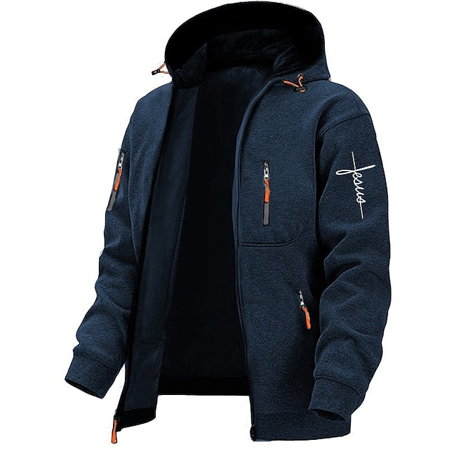 Zip-Up Hoodie - Men's Warm Full Zip Fleece Hoodie Jacket-Grace Aura