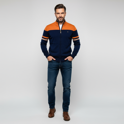 Zip-Up Sweater | Casual | Knitted | Zip-Up Cardigan | Men's Cardigan-Grace Aura