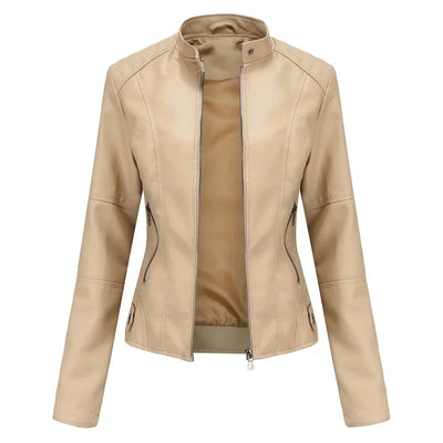 Leather Jacket - Slim Fit - Zip-Up - Leatherette Jacket - Women's Jacket